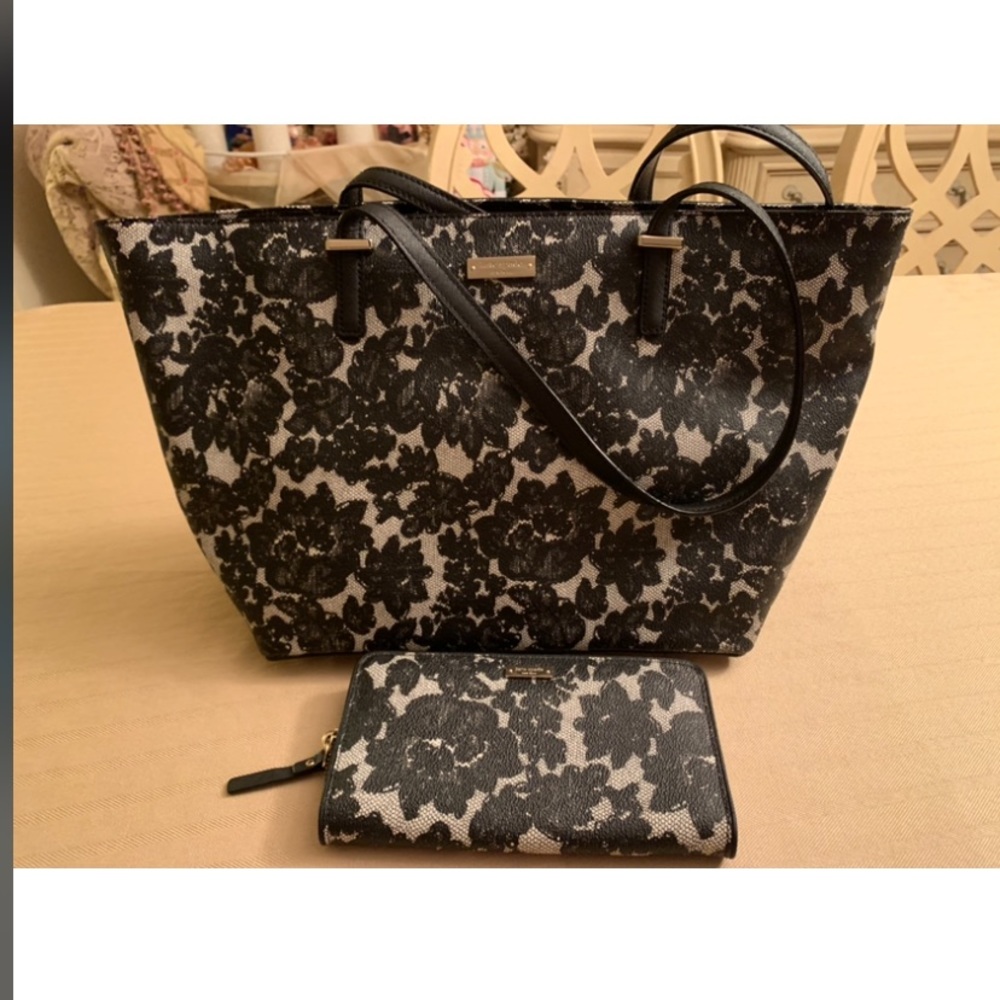 Kate Spade Lace & Black Bag & Wallet